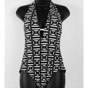 Cleanwater Geometric Slimming Deep Cut Swimsuit